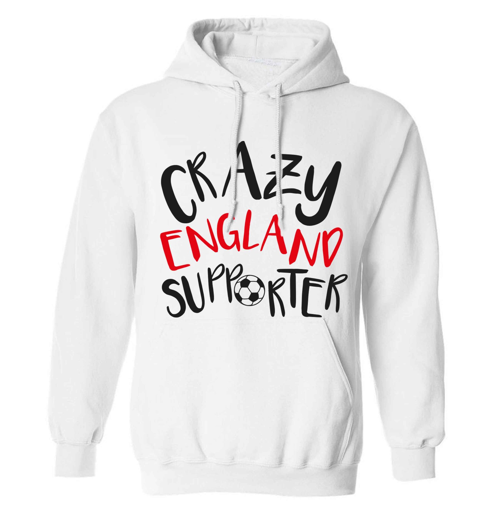 Crazy England supporter adults unisex white hoodie 2XL