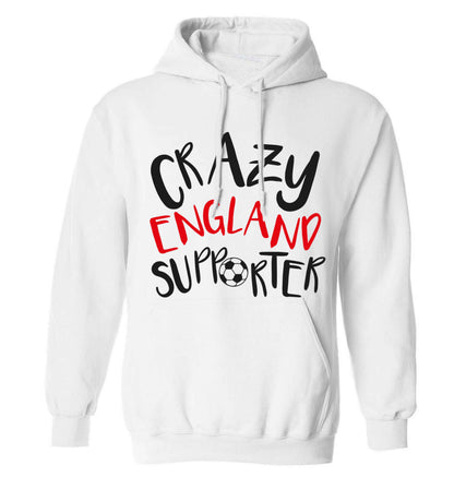 Crazy England supporter adults unisex white hoodie 2XL