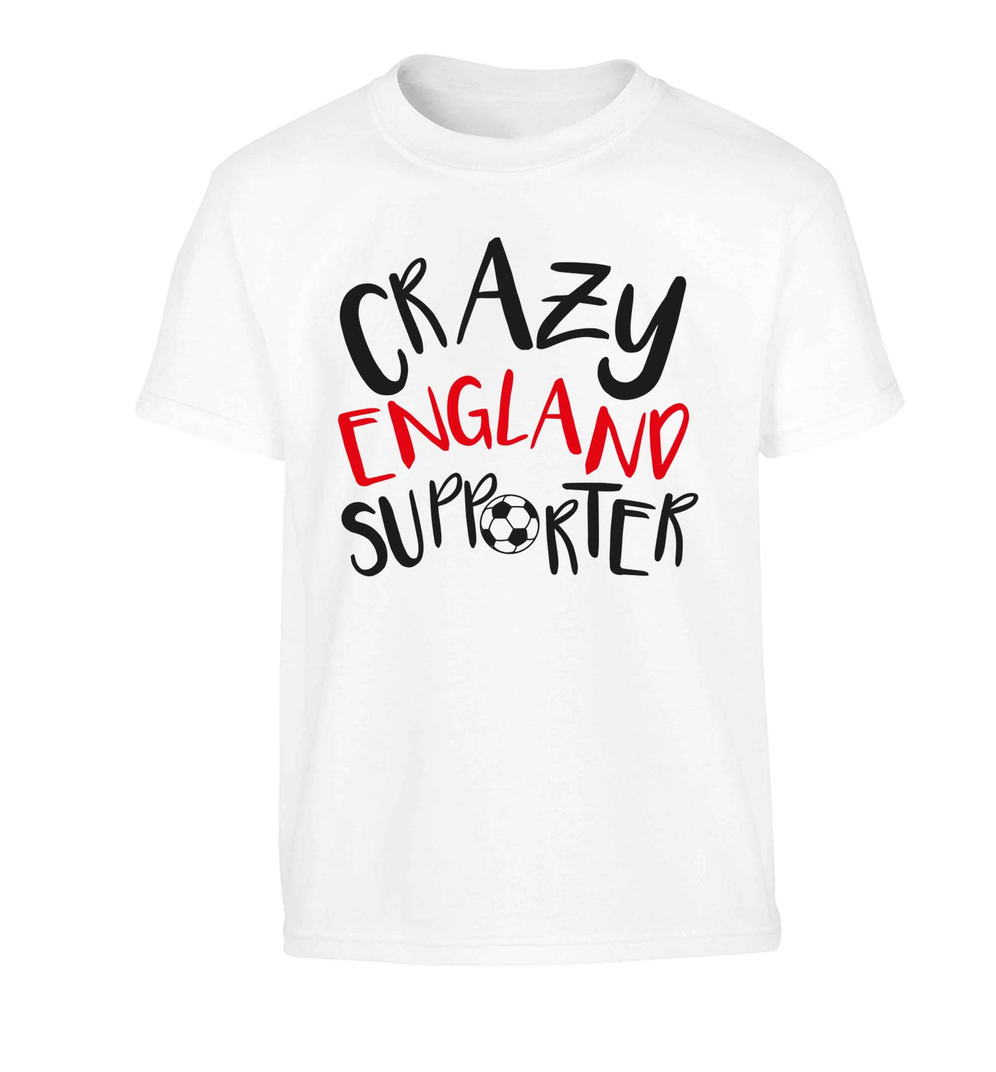 Crazy England supporter Children's white Tshirt 12-13 Years