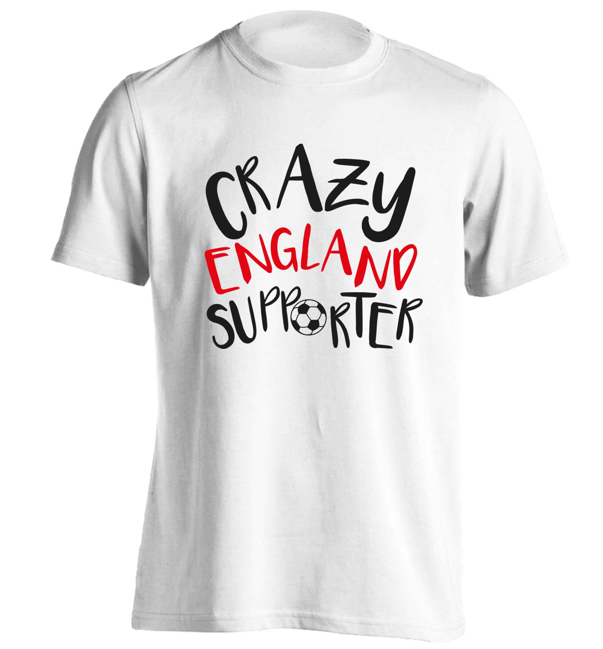 Crazy England supporter adults unisex white Tshirt 2XL