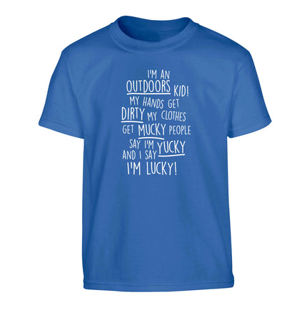 I'm an outdoors kid poem Children's blue Tshirt 12-13 Years