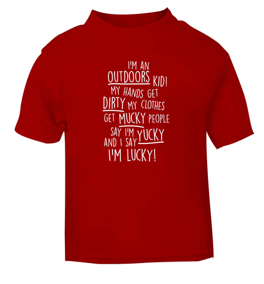 I'm an outdoors kid poem red Baby Toddler Tshirt 2 Years