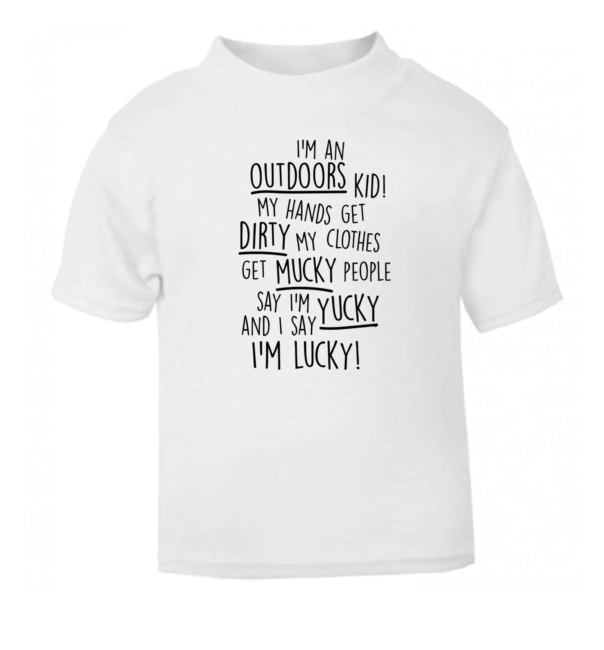 I'm an outdoors kid poem white Baby Toddler Tshirt 2 Years