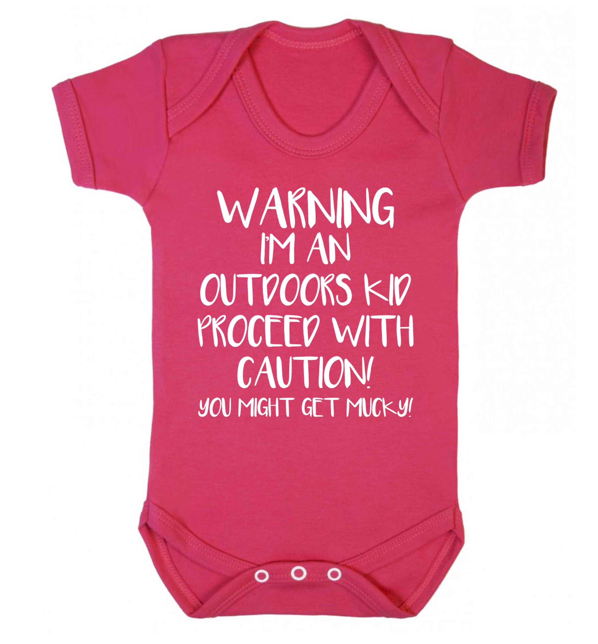 Warning I'm an outdoors kid! Proceed with caution you might get mucky Baby Vest dark pink 18-24 months