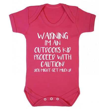 Warning I'm an outdoors kid! Proceed with caution you might get mucky Baby Vest dark pink 18-24 months