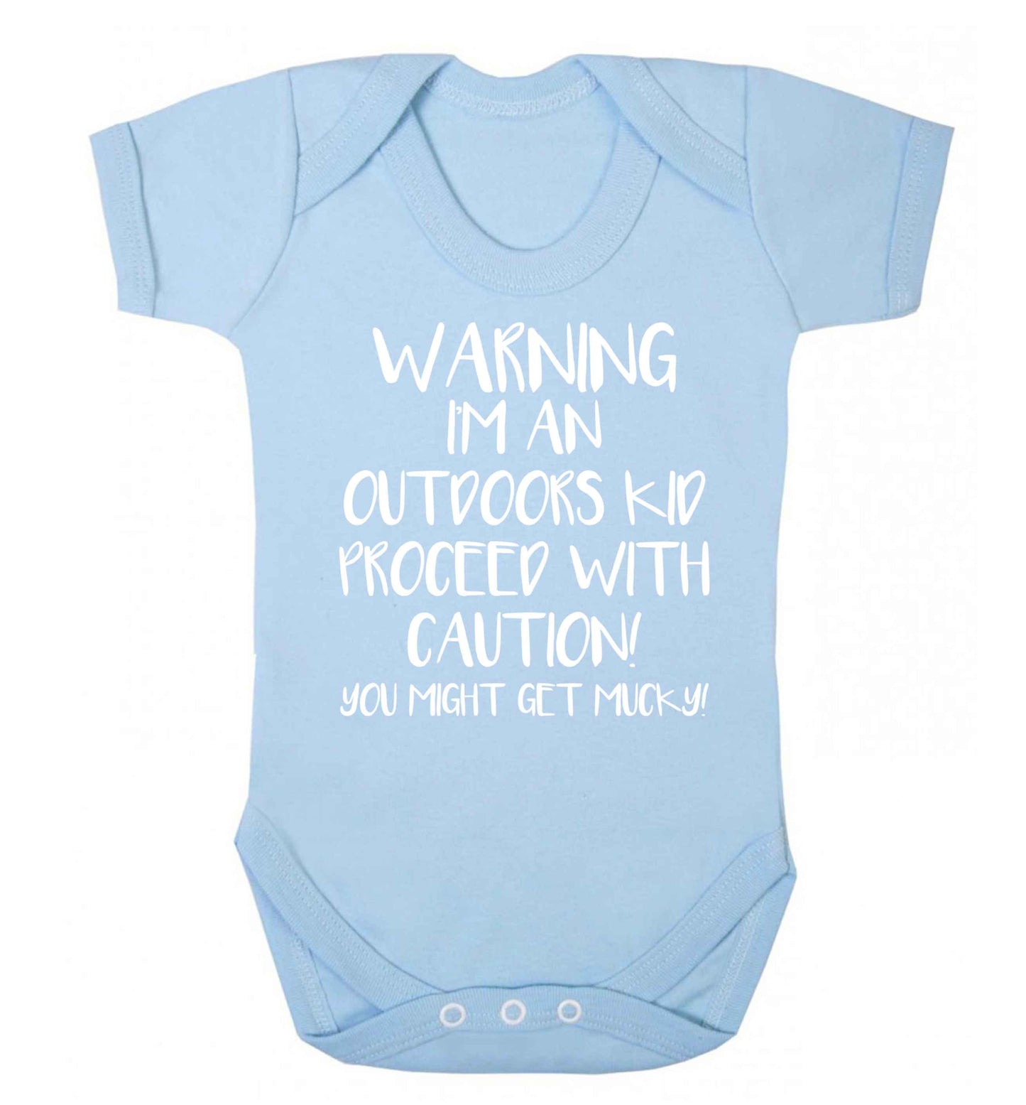 Warning I'm an outdoors kid! Proceed with caution you might get mucky Baby Vest pale blue 18-24 months