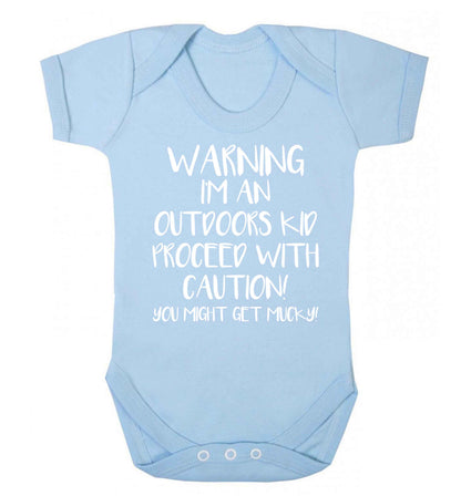 Warning I'm an outdoors kid! Proceed with caution you might get mucky Baby Vest pale blue 18-24 months