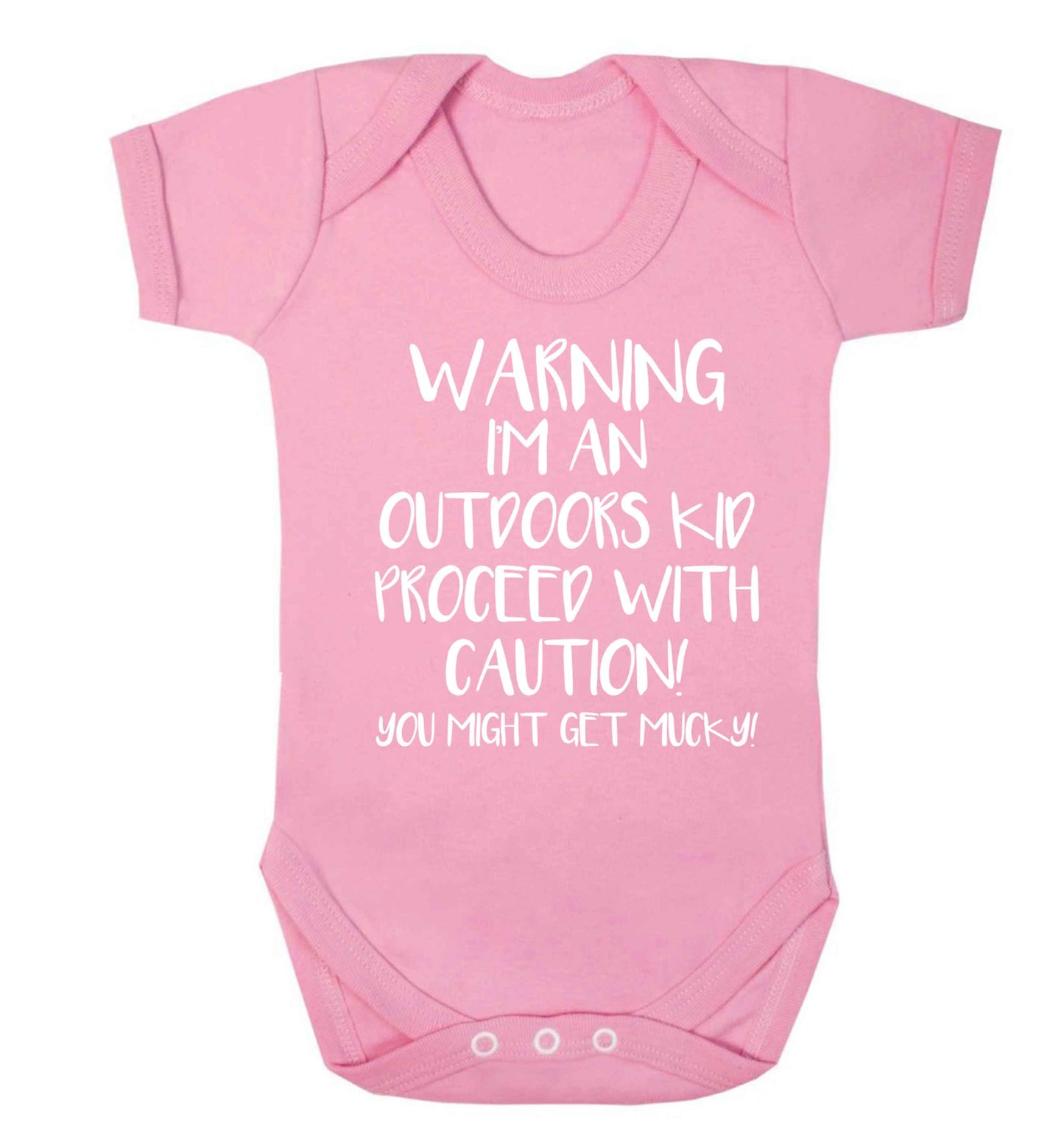 Warning I'm an outdoors kid! Proceed with caution you might get mucky Baby Vest pale pink 18-24 months