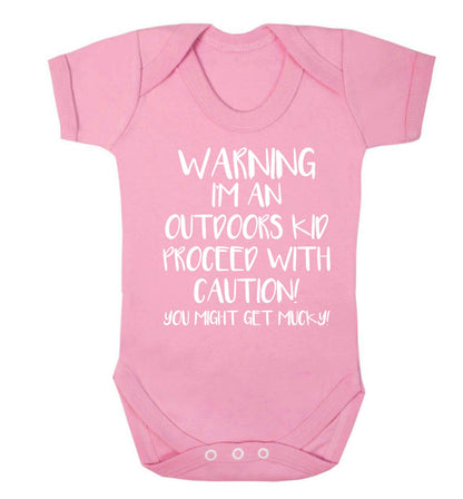 Warning I'm an outdoors kid! Proceed with caution you might get mucky Baby Vest pale pink 18-24 months