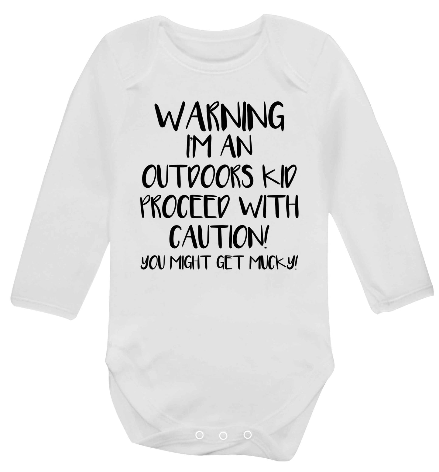 Warning I'm an outdoors kid! Proceed with caution you might get mucky Baby Vest long sleeved white 6-12 months