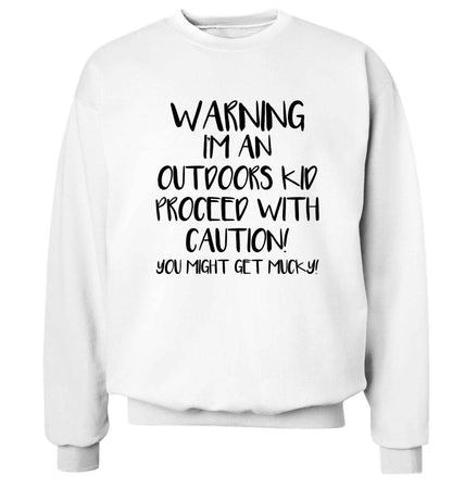 Warning I'm an outdoors kid! Proceed with caution you might get mucky Adult's unisex white Sweater 2XL