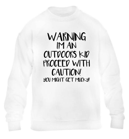 Warning I'm an outdoors kid! Proceed with caution you might get mucky children's white sweater 12-13 Years
