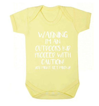 Warning I'm an outdoors kid! Proceed with caution you might get mucky Baby Vest pale yellow 18-24 months