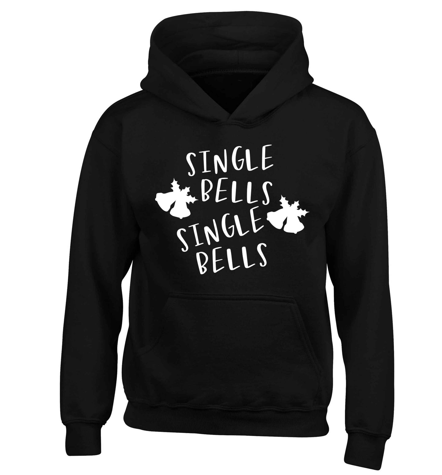 Single bells, single bells children's black hoodie 12-13 Years
