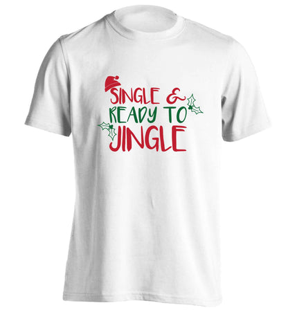 Single and ready to jingle adults unisex white Tshirt 2XL