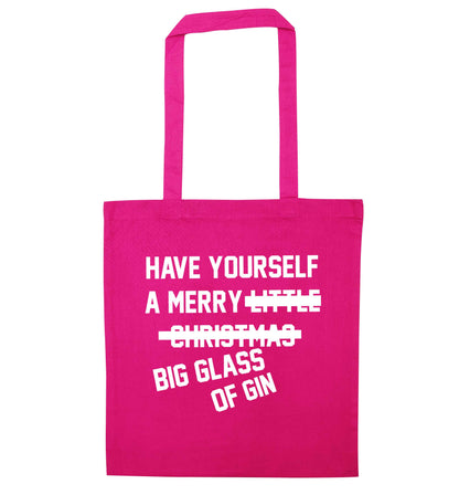 Have yourself a merry big glass of gin pink tote bag