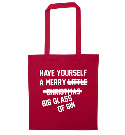 Have yourself a merry big glass of gin red tote bag