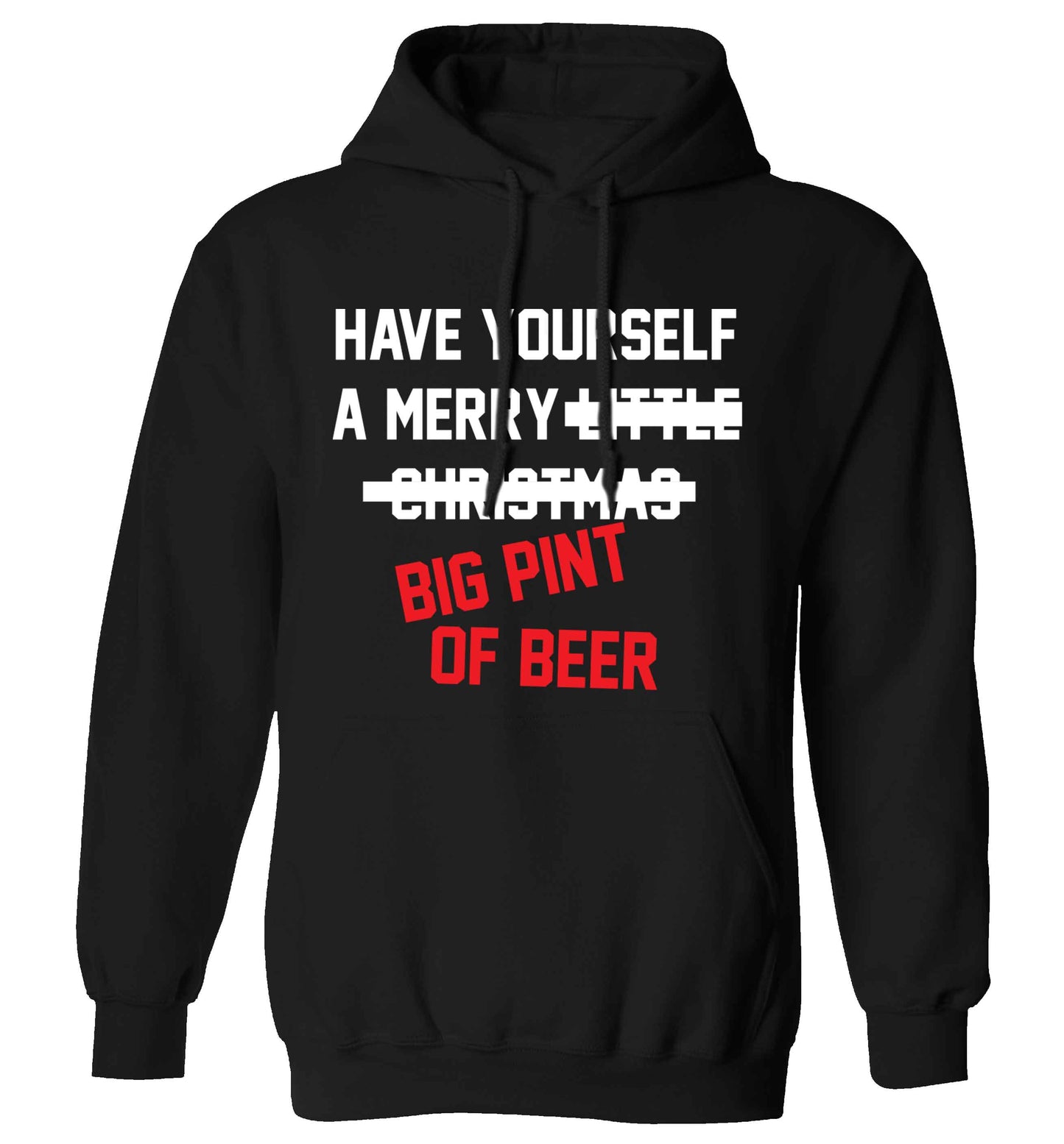 Have yourself a merry big pint of beer adults unisex black hoodie 2XL