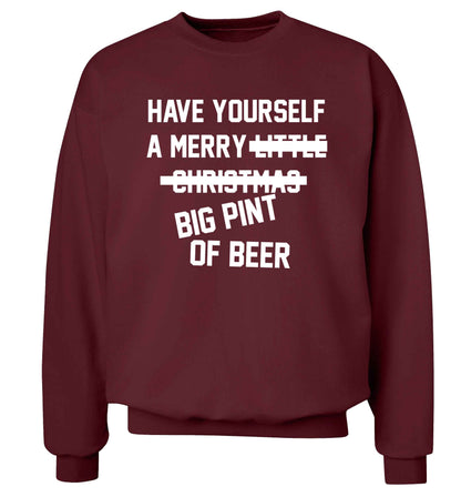 Have yourself a merry big pint of beer Adult's unisex maroon Sweater 2XL