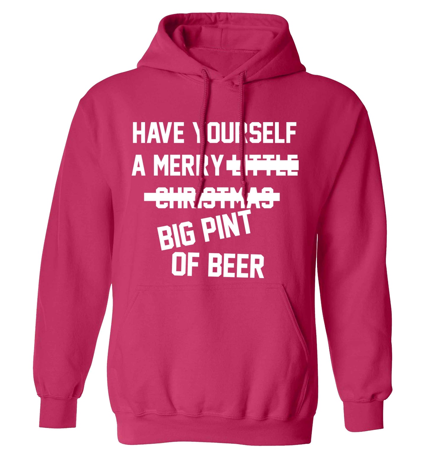 Have yourself a merry big pint of beer adults unisex pink hoodie 2XL
