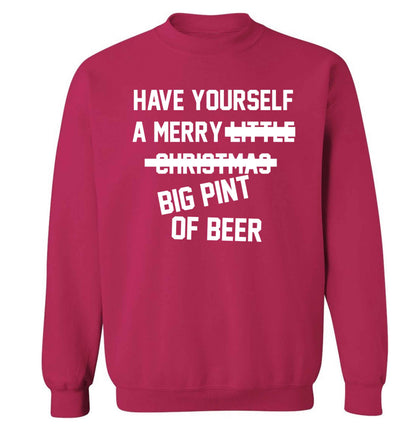 Have yourself a merry big pint of beer Adult's unisex pink Sweater 2XL