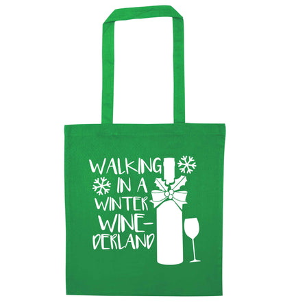 Walking in a wine-derwonderland green tote bag