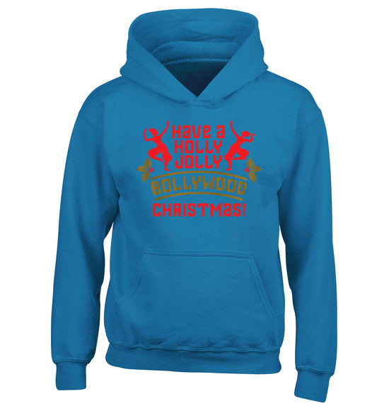 Have a holly, jolly, bollywood Christmas children's blue hoodie 12-13 Years