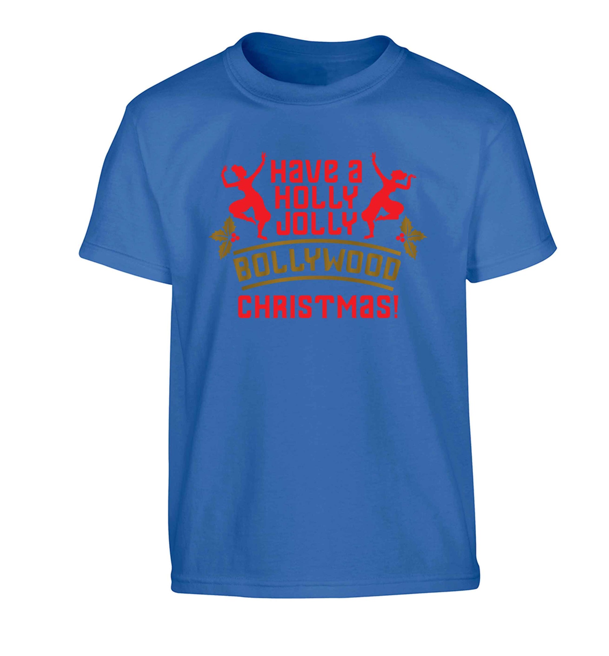 Have a holly, jolly, bollywood Christmas Children's blue Tshirt 12-13 Years