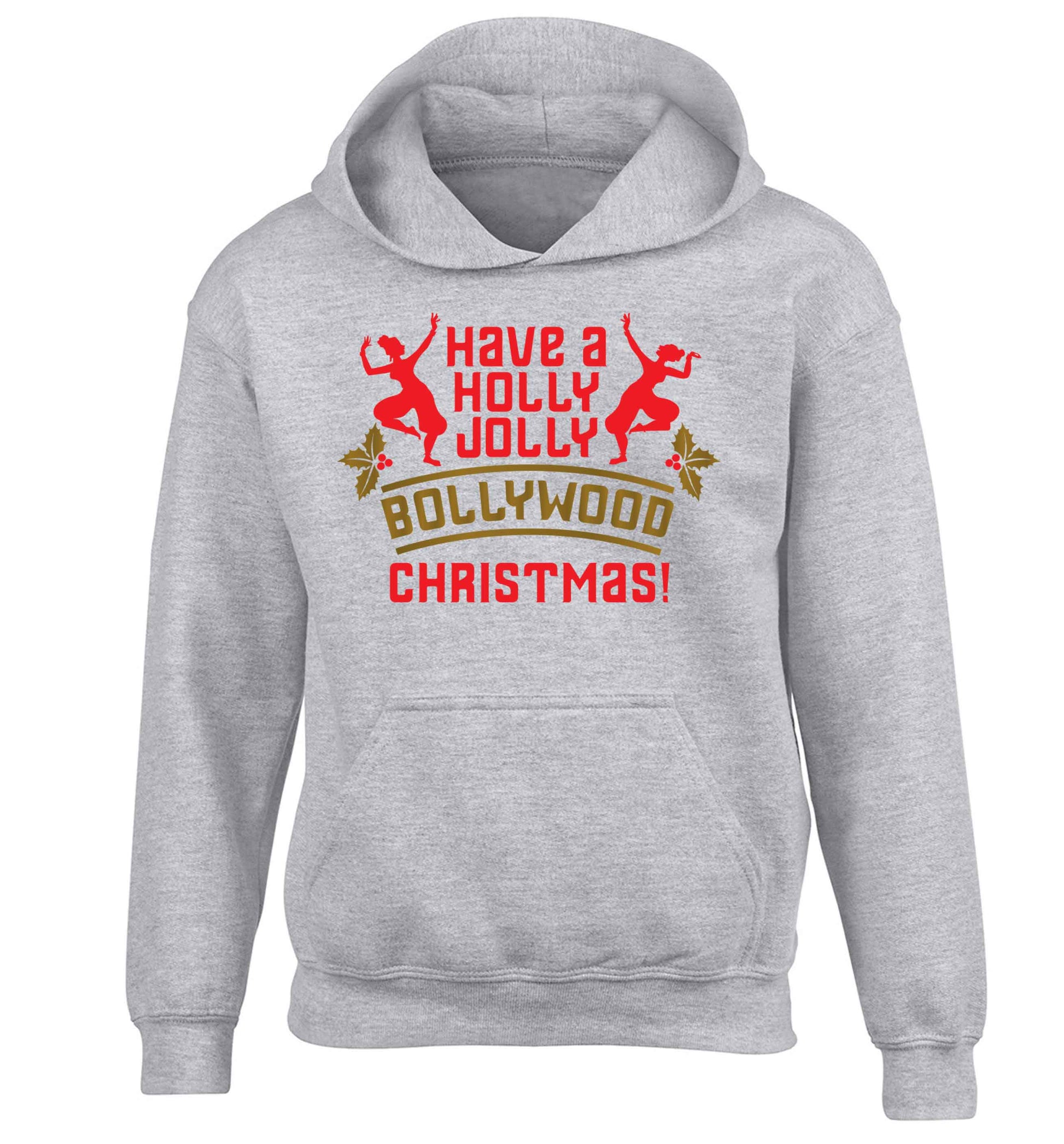 Have a holly, jolly, bollywood Christmas children's grey hoodie 12-13 Years
