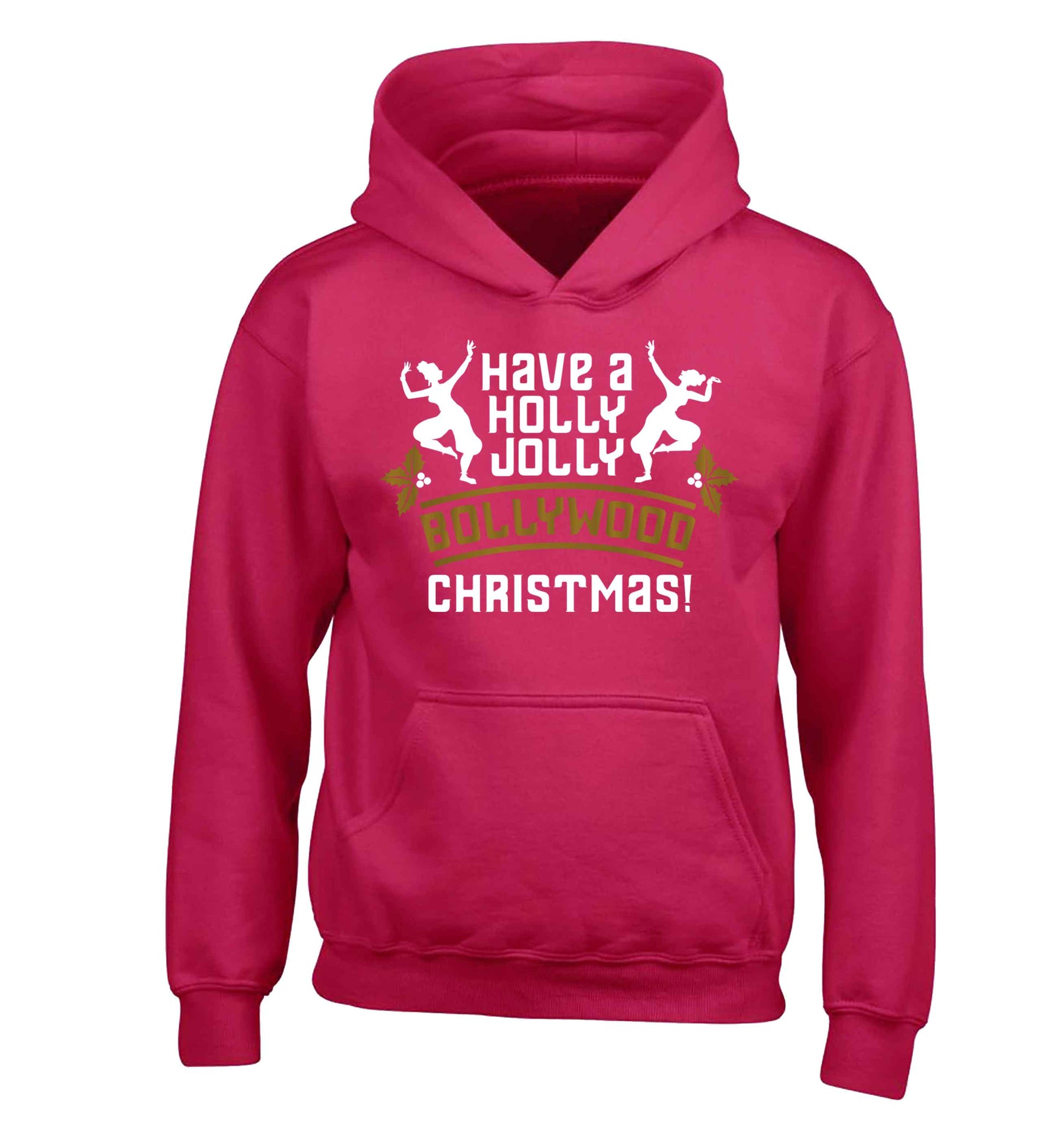 Have a holly, jolly, bollywood Christmas children's pink hoodie 12-13 Years