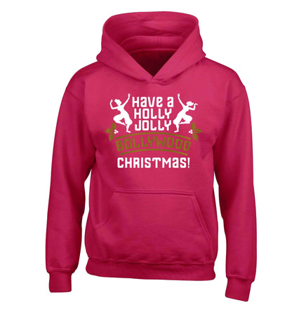 Have a holly, jolly, bollywood Christmas children's pink hoodie 12-13 Years