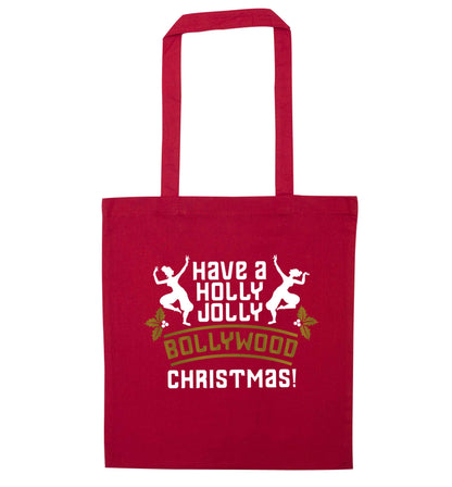 Have a holly, jolly, bollywood Christmas red tote bag