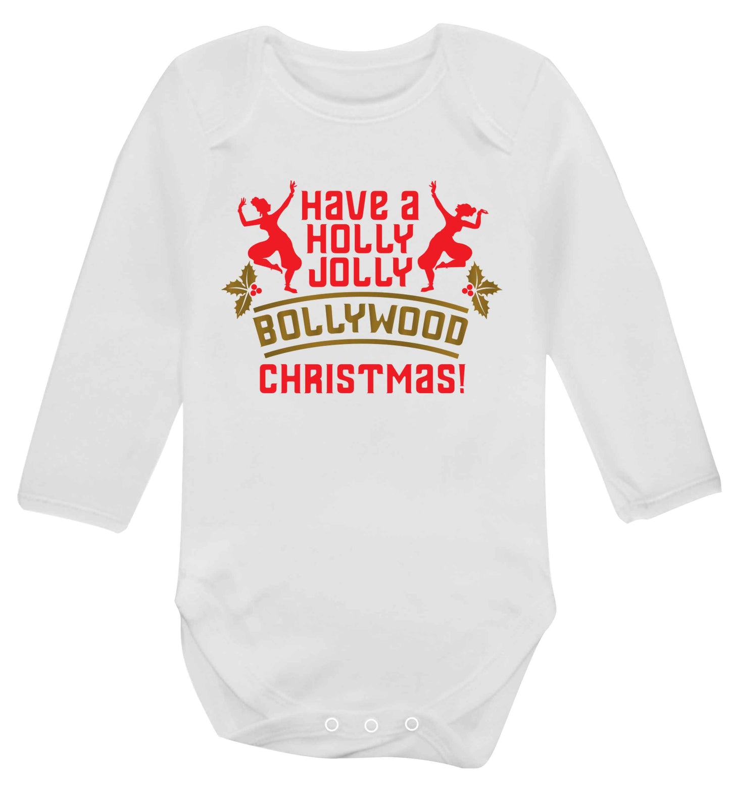 Have a holly, jolly, bollywood Christmas Baby Vest long sleeved white 6-12 months