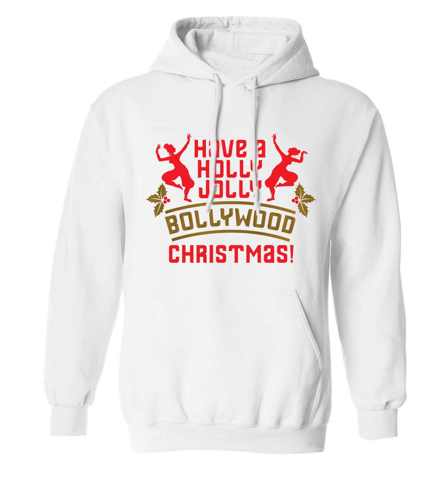Have a holly, jolly, bollywood Christmas adults unisex white hoodie 2XL