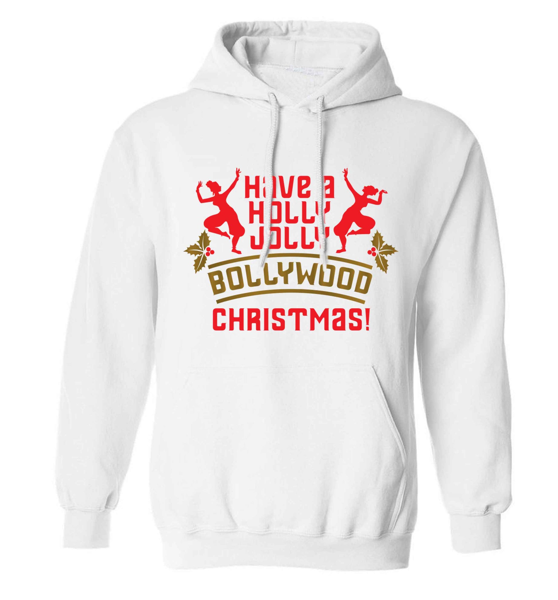Have a holly, jolly, bollywood Christmas adults unisex white hoodie 2XL
