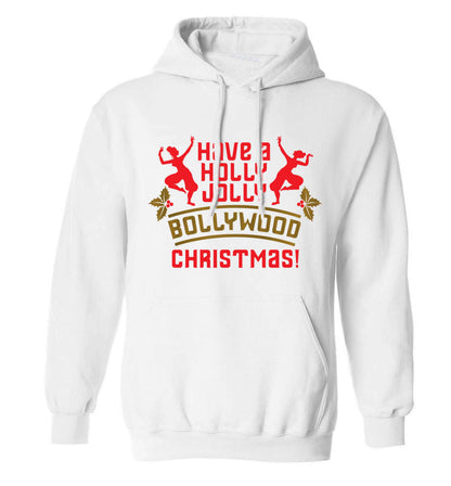 Have a holly, jolly, bollywood Christmas adults unisex white hoodie 2XL