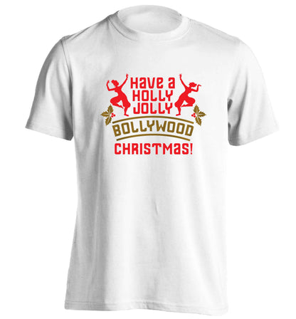 Have a holly, jolly, bollywood Christmas adults unisex white Tshirt 2XL