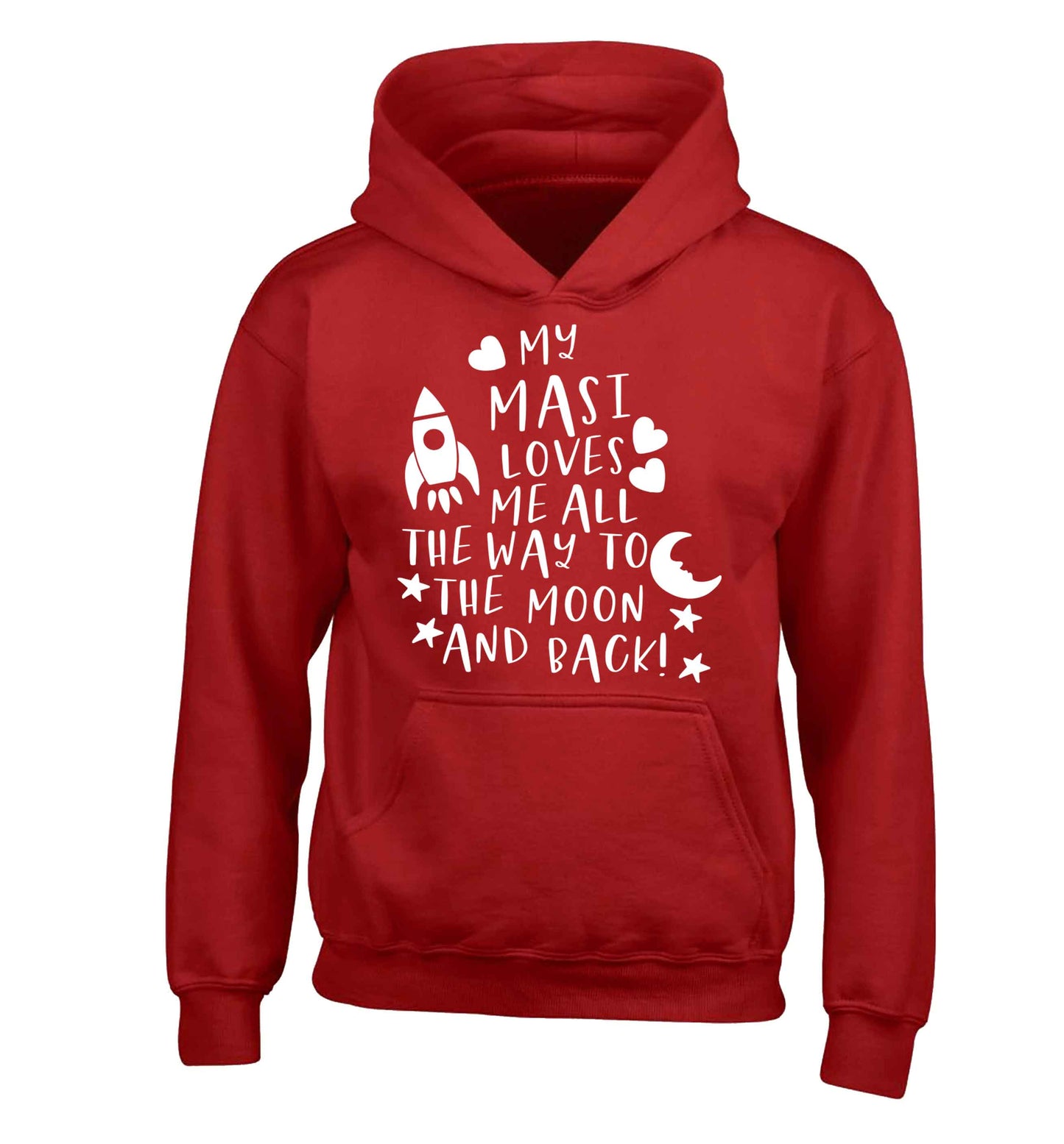 My masi loves me all the way to the moon and back children's red hoodie 12-13 Years