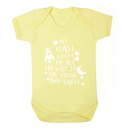 My masi loves me all the way to the moon and back Baby Vest pale yellow 18-24 months