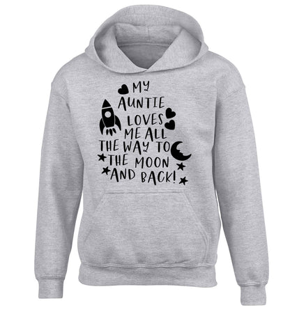 My auntie loves me all the way to the moon and back children's grey hoodie 12-13 Years