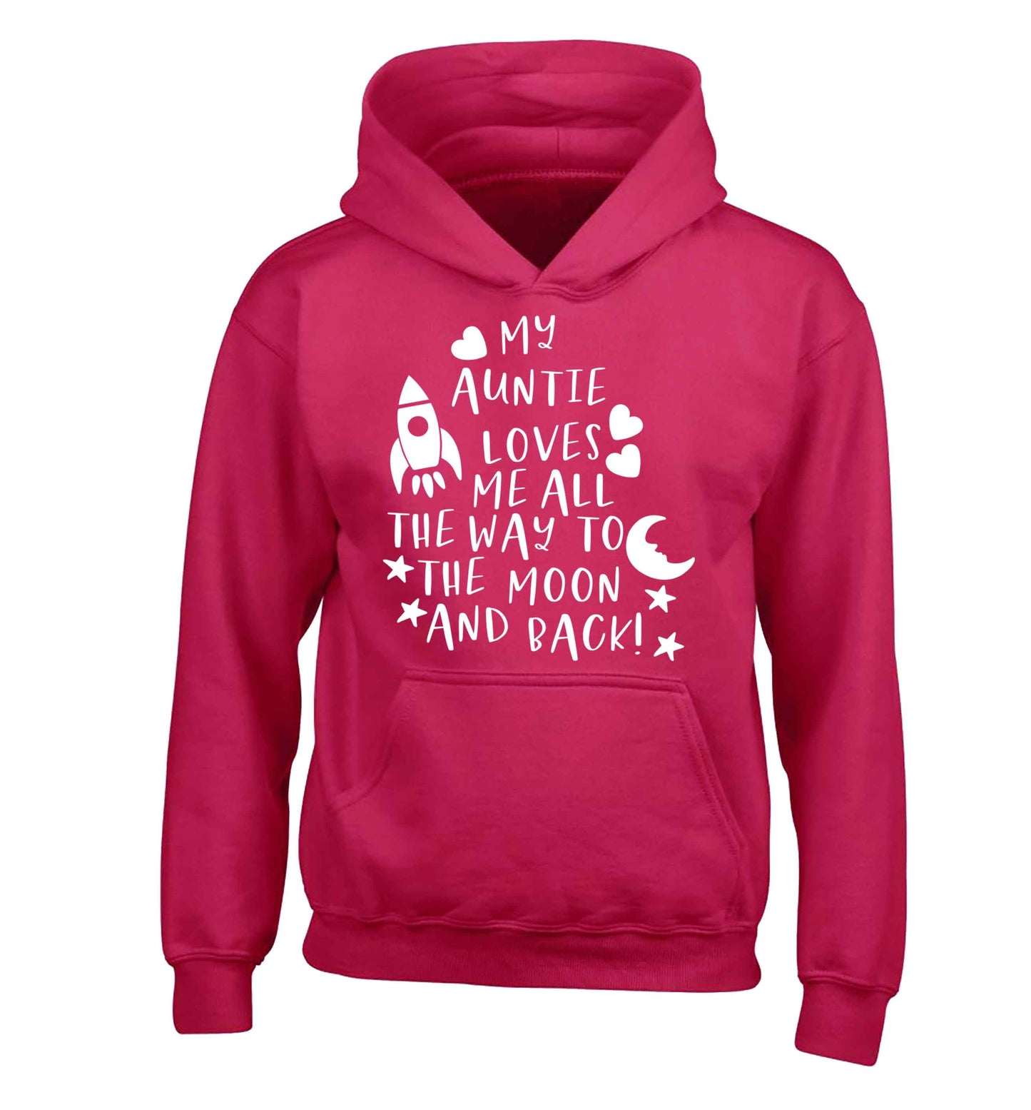 My auntie loves me all the way to the moon and back children's pink hoodie 12-13 Years