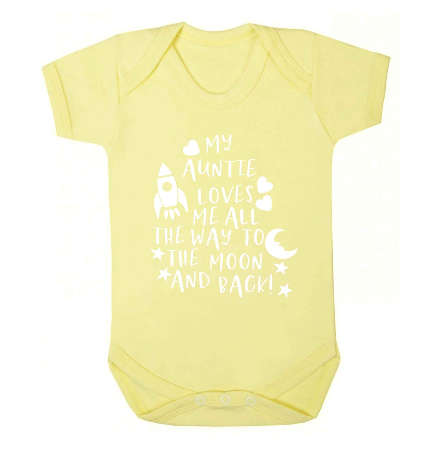 My auntie loves me all the way to the moon and back Baby Vest pale yellow 18-24 months