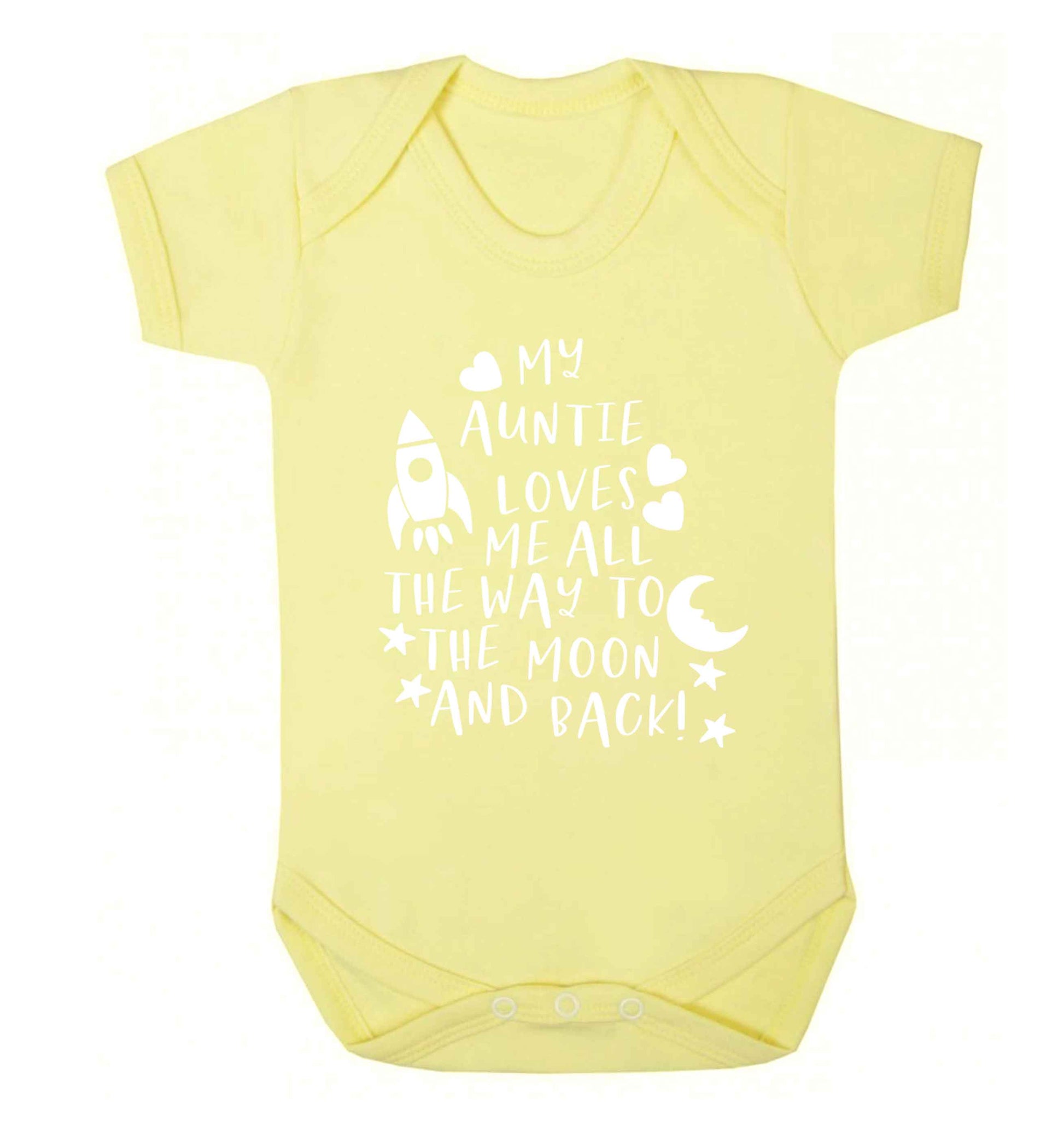 My auntie loves me all the way to the moon and back Baby Vest pale yellow 18-24 months
