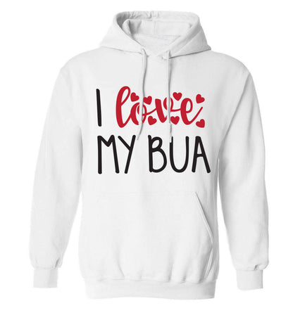 I love my bua adults unisex white hoodie 2XL