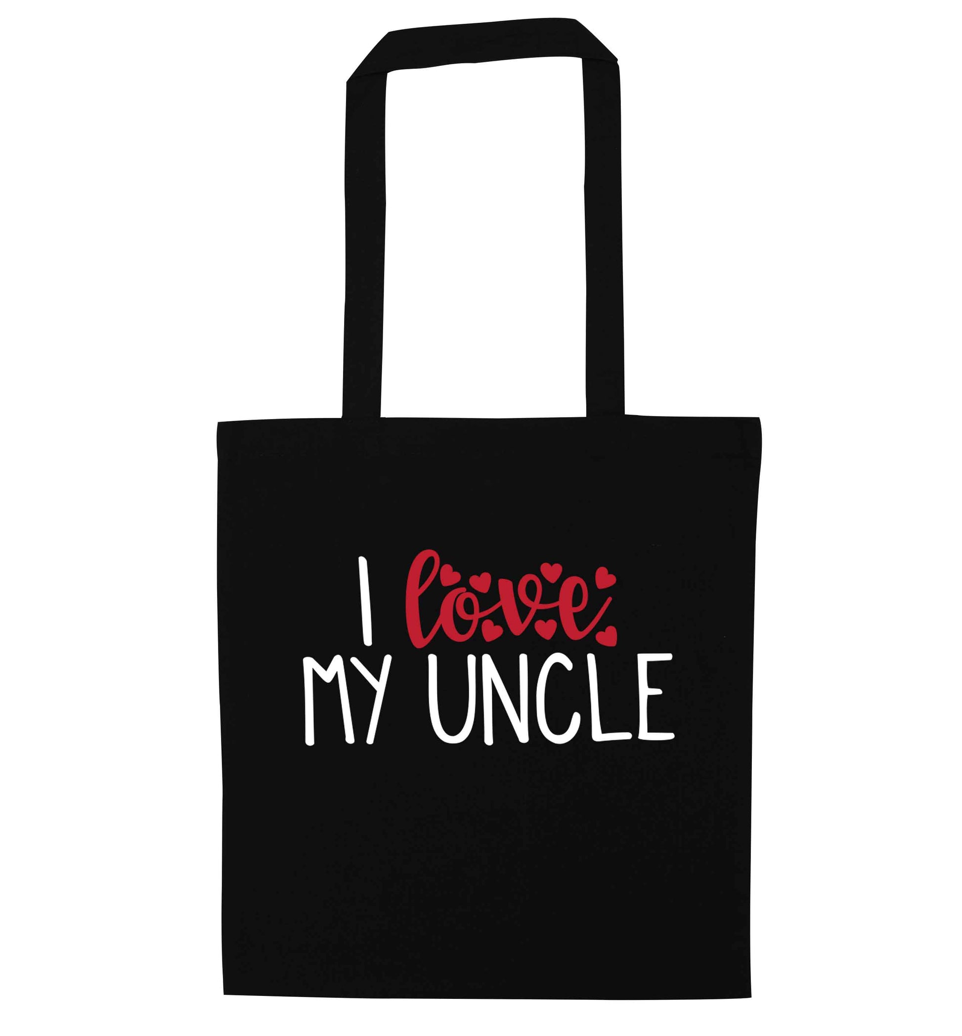I love my uncle black tote bag
