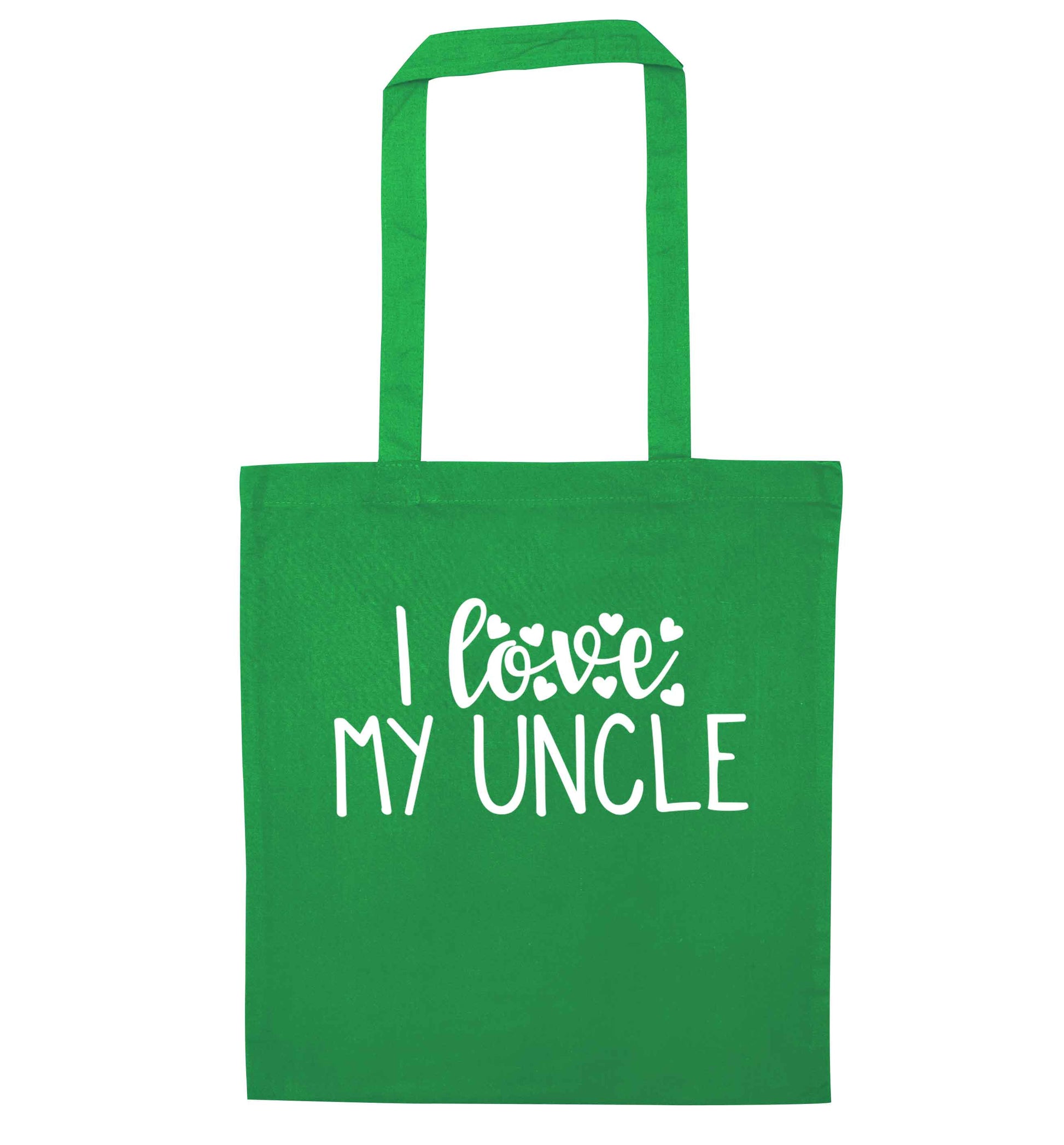 I love my uncle green tote bag