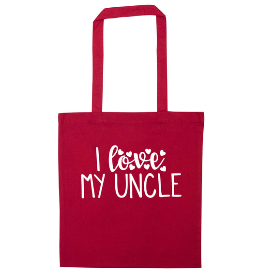 I love my uncle red tote bag