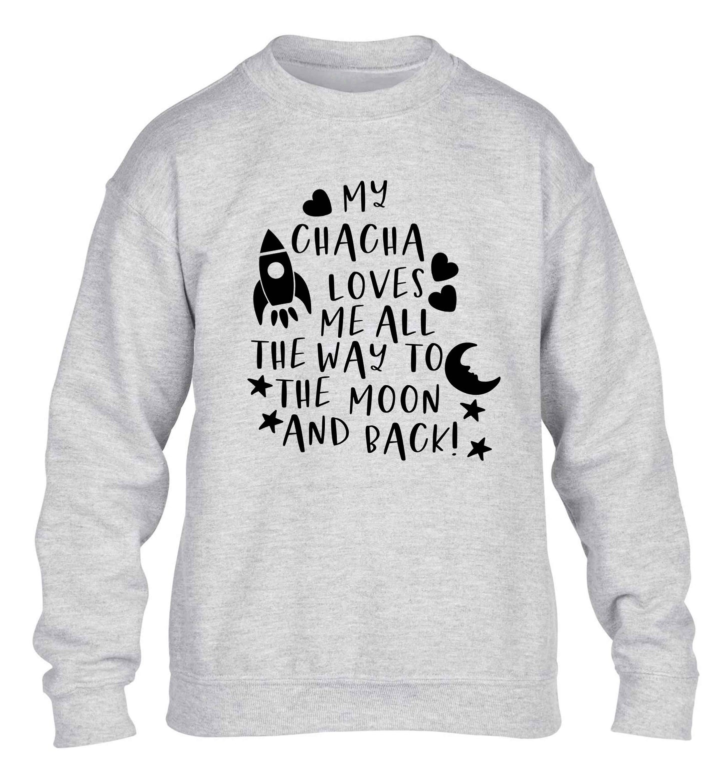 My chacha loves me all the way to the moon and back children's grey sweater 12-13 Years
