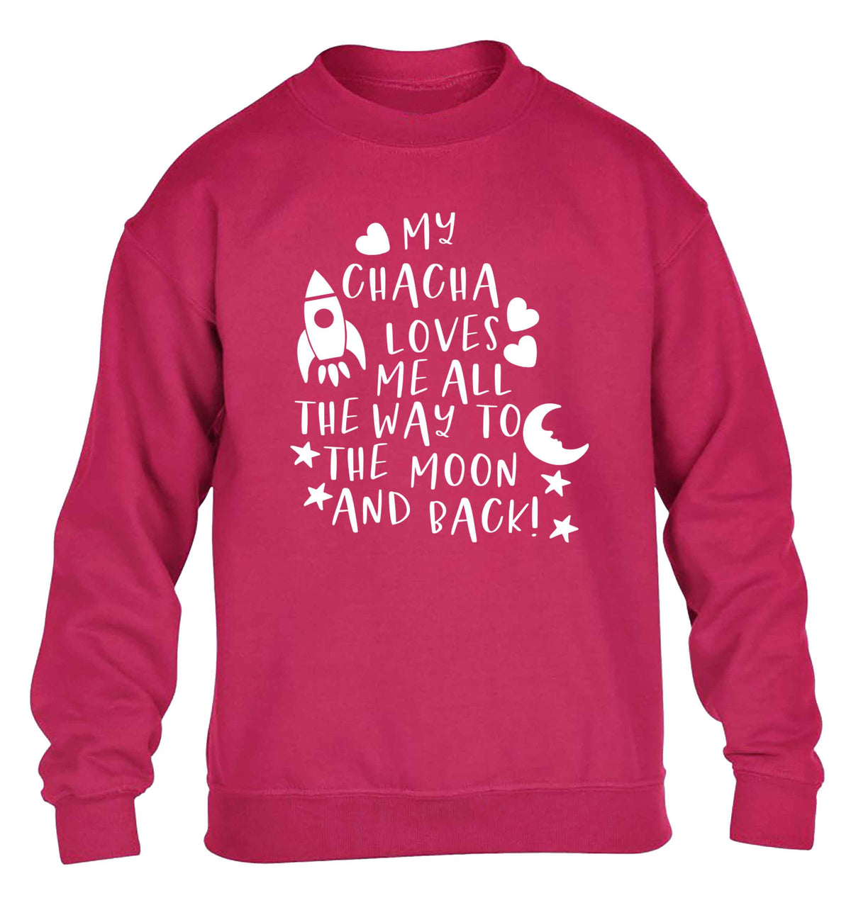 My chacha loves me all the way to the moon and back children's pink sweater 12-13 Years