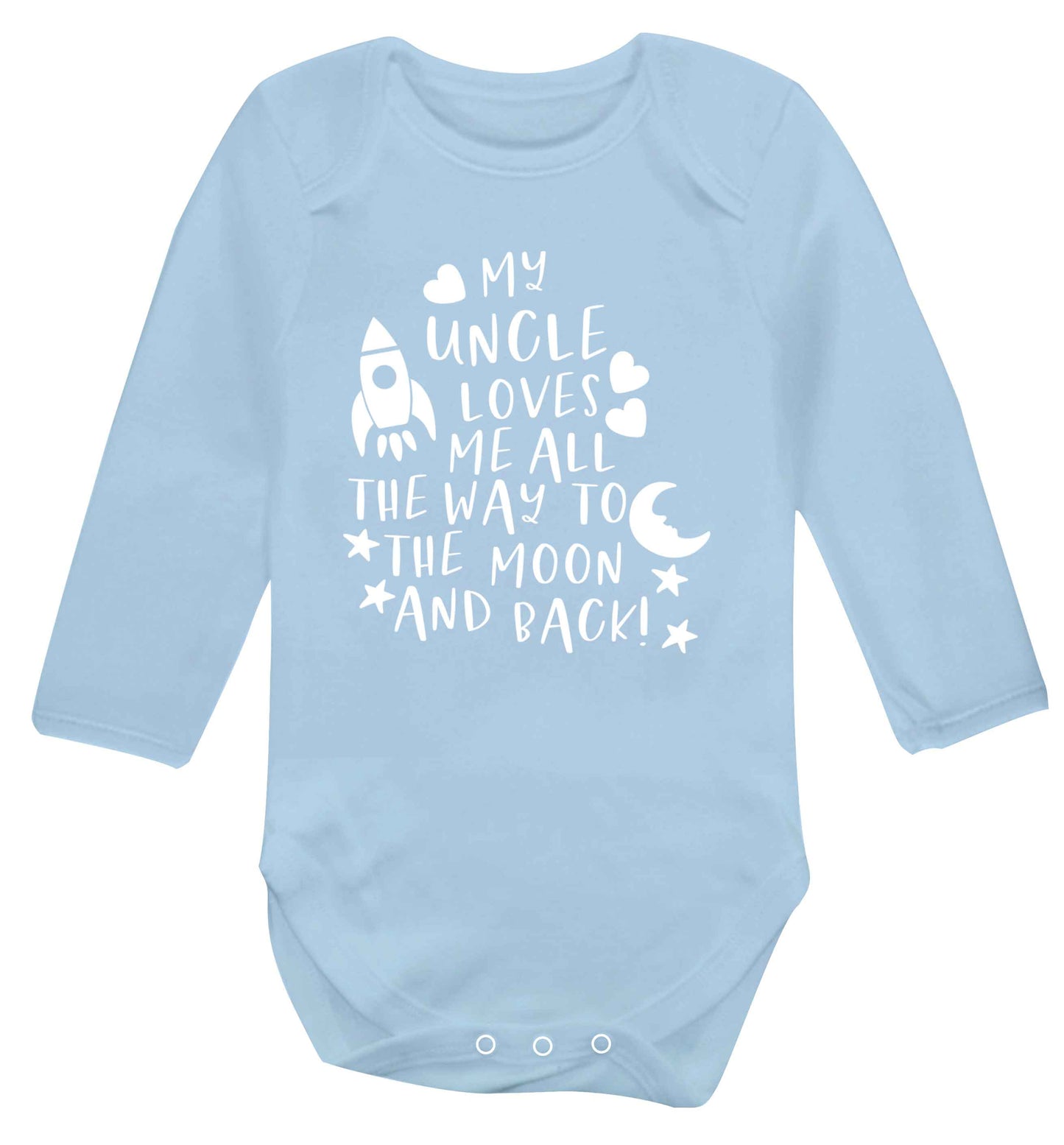 My uncle loves me all the way to the moon and back Baby Vest long sleeved pale blue 6-12 months